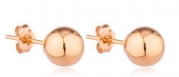 Real 14k Gold Ball Earrings with Matching 14k Pushbacks - All Sizes and Colors Available (rose-gold, 6 Millimeters)