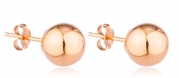 Real 14k Gold Ball Earrings with Matching 14k Pushbacks - All Sizes and Colors Available (rose-gold, 7 Millimeters)