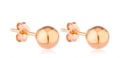 Real 14k Gold Ball Earrings with Matching 14k Pushbacks - All Sizes and Colors Available (rose-gold, 5 Millimeters)