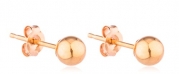 Real 14k Gold Ball Earrings with Matching 14k Pushbacks - All Sizes and Colors Available (rose-gold, 4 Millimeters)