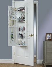 Mirrotek Over The Door Combination Jewelry and Makeup Armoire, White