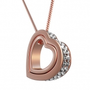 Necklace Jewelry,01 UHIBROS Women's Dual Heart Pendant Charm Necklace Created Swarovski Elements
