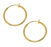 Pair of 9/16 inch Gold Color Non-Pierce Clip on Hoop Earrings for Teen Girls-Women