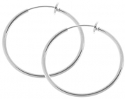 Pair of 1 inch Silver Color Non Pierce Clip on Hoop Earrings for Teen Girls-Women