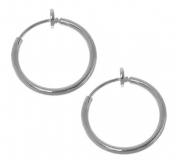 Pair of 9/16 inch Silver Color Non-Pierce Clip on Hoop Earrings for Teen Girls-Women
