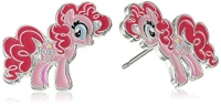 My Little Pony Girls' Brass Fine Silver Plated Pinkie Pie Stud Earrings,Pink,