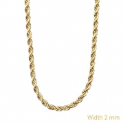 Gold Chain Necklace 24K Gold Overlay USA Made LIFETIME WARRANTY, 30x Thicker than plated, 2 MM Wide Gold Rope Chain, Men & Women Tarnish Resistant 16-30, Lobster Clasp, Look of Solid Gold (22)