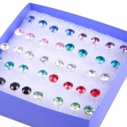 20 Pairs Pretty Crystal Rhinestone Round Earrings Ear Studs Allergy Free Pin Mixed Color
