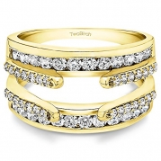 Yellow Silver Combination Cathedral and Classic Ring Guard with Diamonds (1.04 ct. twt.)