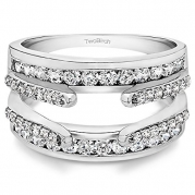 10k White Gold Combination Cathedral and Classic Ring Guard with CZ (0.49 ct. twt.)