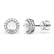 925 Sterling Silver Round CZ Cubic Zirconia Halo Earrings