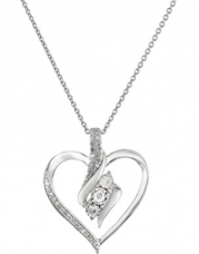 Sterling Silver Diamond Heart Pendant Necklace (1/4 cttw), 18