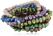 Multicolored Freshwater Cultured Pearl Seven-Piece Stretch Bracelet Set