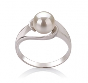 Clare White 6-7mm AAA Quality Freshwater 925 Sterling Silver Pearl Ring - Size-8