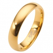 6MM Gold Plated Polished Tungsten Carbide Wedding Ring Classic Half Dome Band Size 6.5