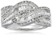 10k White Gold Diamond Twist Ring (1/2 cttw, J-K Color, I3 Clairty), Size 6