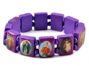Imixlot Wood Beads Small Squares With Pictures Icons Of Jesus Mary And More Saints Bracelet Elastic Adjustable Bangles Free Style