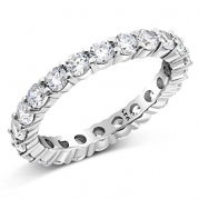 Sz (4) 3.50MM Sterling Silver 925 Cubic Zirconia CZ Eternity Engagement Wedding Band Ring