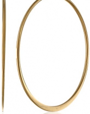 18K Gold Plated 60mm Flat Accent, Top Click Closure Hoop Earrings