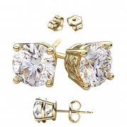 0.50 Carat Total Weight 14 Karat Gold Overlay on 925 Sterling Silver Earrings. 0.25 Carat Each Stone
