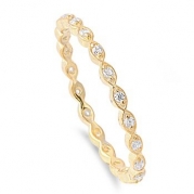 Stackable Eternity Ring Clear CZ Yellow Gold Plated Sterling Silver 2MM Size 4