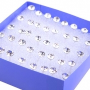 20 Pairs Pretty Crystal Rhinestone Round Earrings Ear Studs Allergy Free Pin White