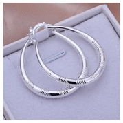 NYKKOLA Hot Fashion Jewelry Beautiful Classic 925 Silver Big Hoop Earrings Silver