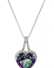 Sterling Silver Mystic Fire Topaz and Diamond-Accented Heart Pendant Necklace (.0066 cttw, I-J Color, 13 Clarity), 18