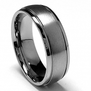 7 MM High Polish / Matte Finish Titanium ring with Grooves size 6