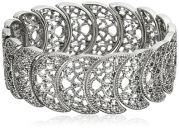 1928 Jewelry Vintage Lace Silver-Tone Half-Circle Filigree Stretch Bracelet, 9