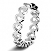 Women's Stainless Steel Open Heart Eternity Ring (5 mm) - Size 5
