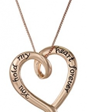 Sterling Silver with Rose Gold Flashed You Hold My Heart Forever Open Heart Pendant Necklace, 18