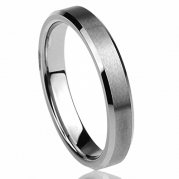 4MM Titanium Comfort Fit Wedding Band Ring Beveled Edges Brushed Classy Ring (5 to 12) - Size: 7.5
