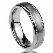 6MM Titanium Comfort Fit Wedding Band Ring Brushed Centered Domed Ring (6 to 14) - Size: 6.5