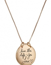Sterling Silver Rose-Gold Flashed Live The Life You Love Circle Pendant Necklace, 18