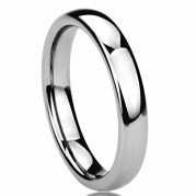 4MM Stainless Steel Wedding Band Ring High Polished Classy Domed Ring (5 to 11) - Size: 8