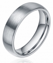 6mm Unisex Tungsten / Titanium Ring Brushed Dome Design Wedding Bands Comfort Fit Size 4-15 (Titanium, 6.5)