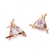 leaf heart rose gold plated swarovsky element crystal diamond triangle earrings (f1476)