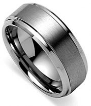 King Will 8mm Polished Beveled Edge/ Matte Brushed Finish Center Men's Tungsten Carbide Ring Wedding Band(9)