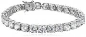 18k Yellow Gold Plated Sterling Silver Round Cut 6mm Cubic Zirconia Tennis Bracelet, , 7.5