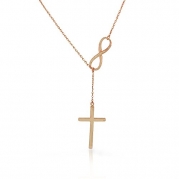 925 Sterling Silver Rose Gold-Tone Infinity Cross Religious Pendant Necklace