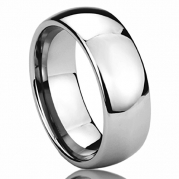 8MM Stainless Steel Wedding Band Ring High Polished Classy Domed Ring (6 to 14) - Size: 8