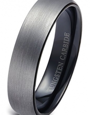 Jstyle Jewelry Tungsten Rings for Men Wedding Engagement Band Brushed Black 6mm Size 6