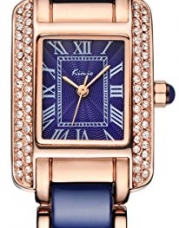 Voeons Women's Watches Japan Quartz Movement Analog Lady Fashion Luxury Bracelet Watch KW6036S Gold Blue
