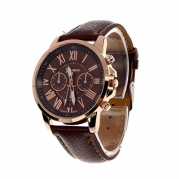 Tenworld Women Lady Girl Gift Analog Quartz Faux Leather Wrist Watch (Brown)