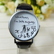 Tenworld Women Lady Girl Gift Analog Quartz Faux Leather Wrist Watch (Black)