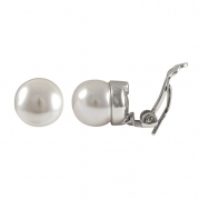 Isaac Kieran Rhodium Finish Faux Pearls and Crystals Clip-On Earrings (10mm Rhodium Finish)