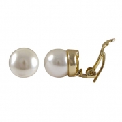 Isaac Kieran Rhodium Finish Faux Pearls and Crystals Clip-On Earrings (10mm Gold Finish)