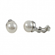 Isaac Kieran Rhodium Finish Faux Pearls and Crystals Clip-On Earrings (12mm Rhodium Finish)