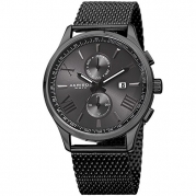 Akribos XXIV Men's Swiss Quartz Stainless Steel Dress Watch, Color:Black (Model: AK905BK)